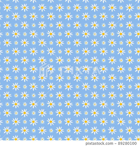 Daisy Pattern Seamless. Blue Floral Pattern background. Textile pattern print. Vector. Daisy Pattern Seamless. Blue Floral Pattern background. Textile pattern print. Vector. 89280100