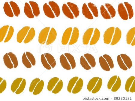 4 colors of coffee bean background material with crayon touch 89280181
