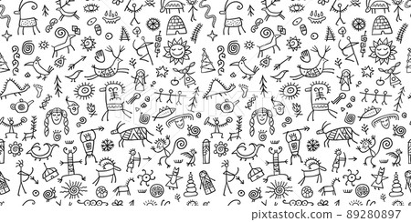 Rock paintings background, seamless pattern for your design Rock paintings background, seamless pattern for your design 89280897