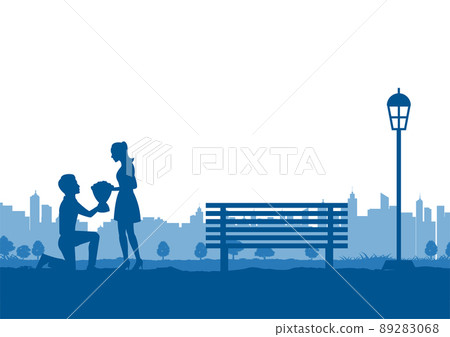Silhouette of activities of people in park man giving flower blossom 89283068
