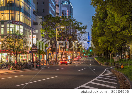 << Aichi Prefecture >> Nagoya cityscape from Hisaya Odori to the night view of the TV tower << Aichi Prefecture >> Nagoya cityscape from Hisaya Odori to the night view of the TV tower 89284996
