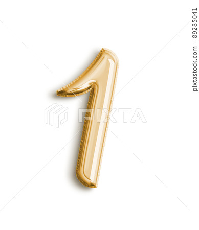 Golden Volumetric 3D Text Balloons Lettering 1 one cut out 89285041