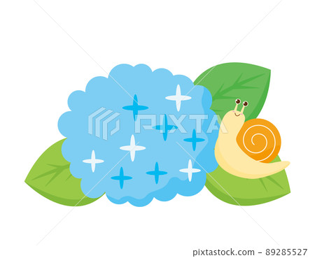蝸牛和繡球花插圖 89285527
