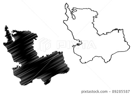 Dewas district (Madhya Pradesh State, Ujjain division, Republic of India) map vector illustration, scribble sketch Dewas map 89285587