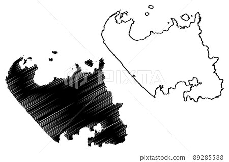 Devbhumi Dwarka district (Gujarat State, Republic of India) map vector illustration, scribble sketch Devbhumi Dwarka map 89285588