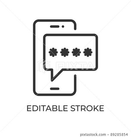 2fa. Two-factor authentication. Otp. One-time password. Online security on the Internet. Vector illustration. Editable stroke linear icon. 2fa. Two-factor authentication. Otp. One-time password. Online security on the Internet. Vector illustration. Editable stroke linear icon. 89285854