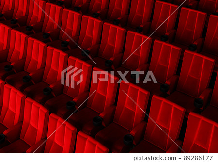 Rows of red velvet seats watching movies in the cinema with copy space banner background. Entertainment and Theater concept. 3D illustration rendering Rows of red velvet seats watching movies in the cinema with copy space banner background. Entertainment and Theater concept. 3D illustration rendering 89286177