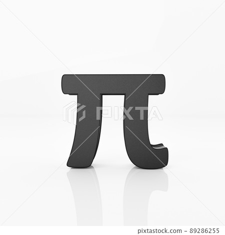 Black Pi symbol on white glossy reflect background. Pi day and mathematics concept. 3D illustration rendering. Black Pi symbol on white glossy reflect background. Pi day and mathematics concept. 3D illustration rendering. 89286255