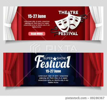 Theatre festival vector paper cut banner templates Theatre festival vector paper cut banner templates 89286367