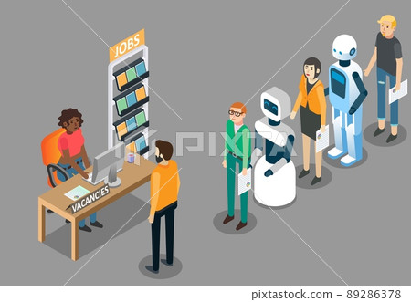 Robot jobs concept vector isometric illustration 89286378