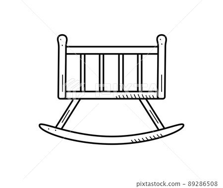 Baby rocking cradle, vector illustration of a doodle crib newborn Baby rocking cradle, vector illustration of a doodle crib newborn 89286508