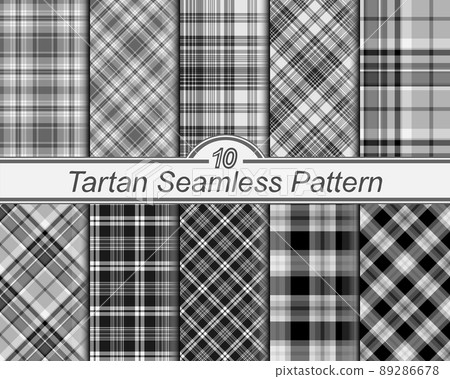 Set seamless black and white plaid background. Set seamless black and white plaid background. 89286678