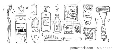 Big set of objects for personal care. Hygiene, bath accessories and tools Big set of objects for personal care. Hygiene, bath accessories and tools 89288478