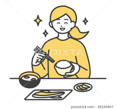 一個女人吃飯的插圖素材 一個女人吃飯的插圖素材 89288667