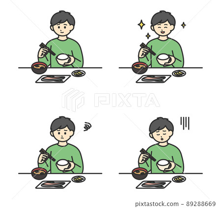 男孩吃飯的插畫素材 89288669