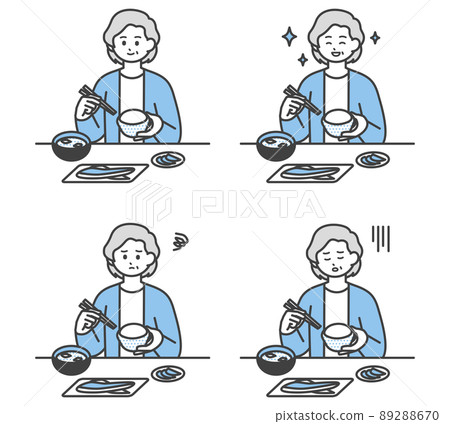 老年婦女吃飯的插圖素材 老年婦女吃飯的插圖素材 89288670