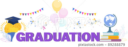Graduation lettering. Festive inscription. Word made up of capital letters. 89288879