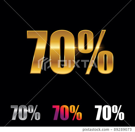 Golden and Silver 70 Percent Sign Golden and Silver 70 Percent Sign 89289073