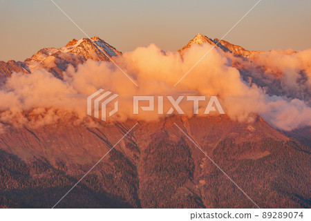 Caucasus mountains at sunset time. Sochi. Caucasus mountains at sunset time. Sochi. 89289074