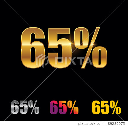 Golden and Silver 65 Percent Sign Golden and Silver 65 Percent Sign 89289075