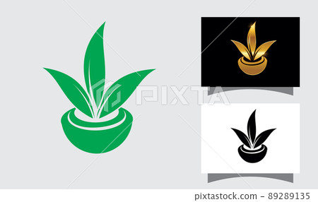 Leaf and Pot Vector Sign Illustration Leaf and Pot Vector Sign Illustration 89289135