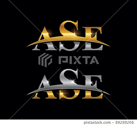 ASE Golden and Silver Monogram Logo ASE Golden and Silver Monogram Logo 89289208