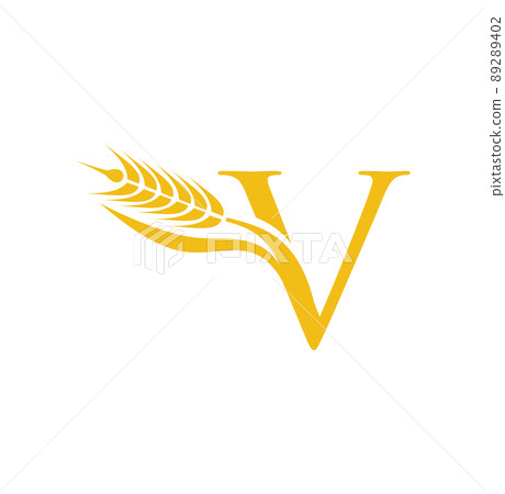 Wheat Grain Initial Letter V 89289402