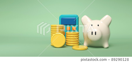 Financial calculation theme with piggy bank, calculator and coins 89290128