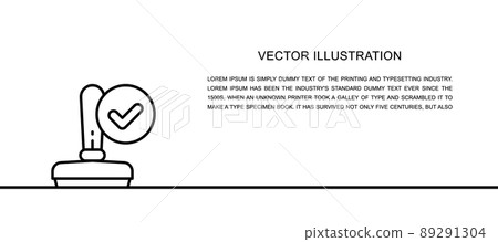 Vector approved stamp, accepted one line icon. Continuous one line illustration. Vector approved stamp, accepted one line icon. Continuous one line illustration. 89291304