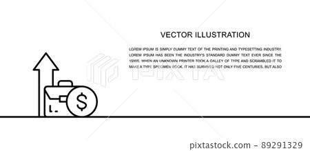 Vector income increase, investment, business success one line icon. Continuous one line illustration. Vector income increase, investment, business success one line icon. Continuous one line illustration. 89291329