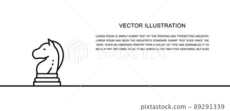 Vector chess horse, knight piece, strategy one line icon. Continuous one line illustration. Vector chess horse, knight piece, strategy one line icon. Continuous one line illustration. 89291339