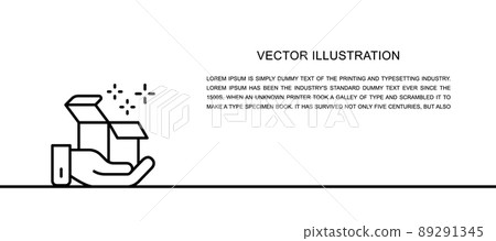 Vector hand with box, delivery, gift one line icon. Continuous one line illustration. 89291345