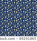 Daisy Pattern Seamless. Blue Floral Pattern background. Textile pattern or wallpaper design. Vector 89291865