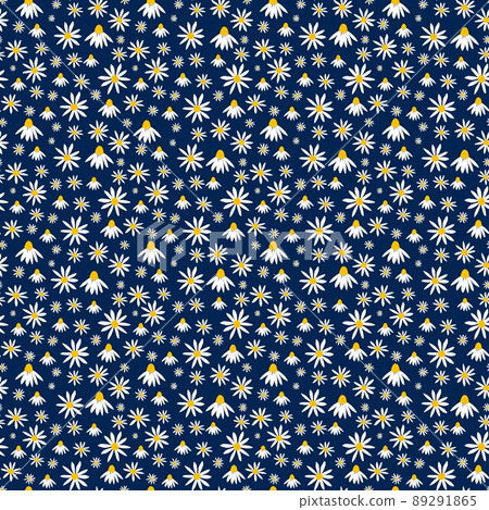 Daisy Pattern Seamless. Blue Floral Pattern background. Textile pattern or wallpaper design. Vector 89291865