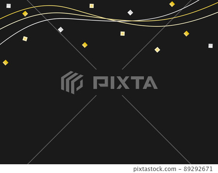 金銀五彩紙屑和三行豪華黑色背景的插圖 89292671