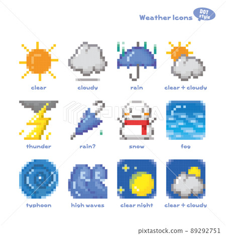 Weather forecast Weather icon Chimato DOT picture style (English version) Weather forecast Weather icon Chimato DOT picture style (English version) 89292751
