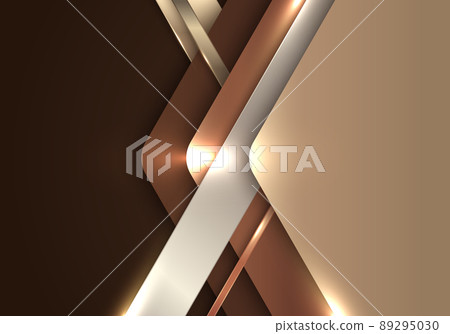 Abstract luxury 3D golden arrow with stripes and lighting effect on brown background 89295030