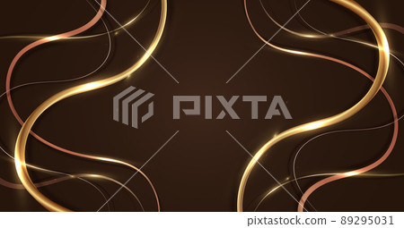 Modern luxury template design abstract 3D golden lines pattern elements with lighting effect on brown background Modern luxury template design abstract 3D golden lines pattern elements with lighting effect on brown background 89295031