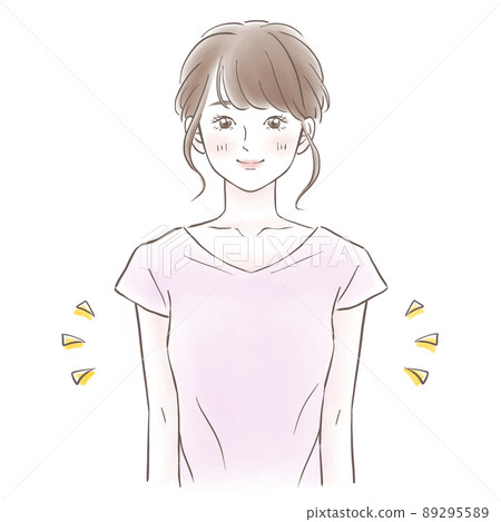 Illustration material of a smiling woman with a thin upper arm Illustration material of a smiling woman with a thin upper arm 89295589