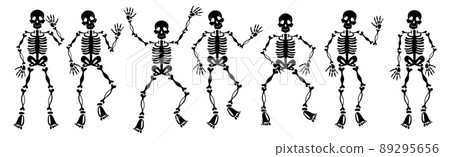 Set of halloween skeletons on white background - Vector Set of halloween skeletons on white background - Vector 89295656