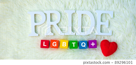 LGBTQ Rainbow block on white background. Support Lesbian, Gay, Bisexual, Transgender and Queer community and Pride month concept 89296101