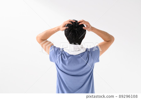 White background men's beauty hair care back view 89296108