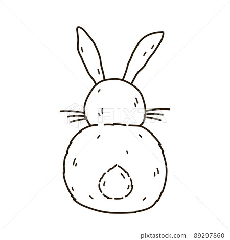 Cute sitting rabbit, back view. Fluffy bunny isolated on white background 89297860