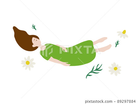 用洋甘菊的香味放鬆的女人 用洋甘菊的香味放鬆的女人 89297884