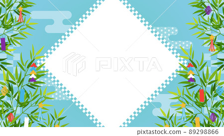Japanese-style frame material of bamboo grass with Tanabata decoration (horizontal / aspect ratio 16: 9) 89298866