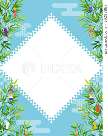 Japanese-style frame material of bamboo grass with Tanabata decoration (vertical orientation) 89298868