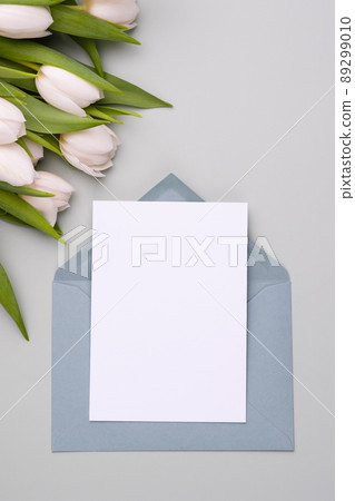 Blank for design of a greeting card or invitation in an envelope. Holiday concept. 89299010