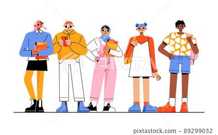 Group of students, multicultural girls and boys 89299032