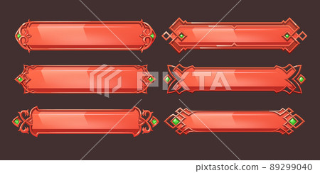 Red medieval ui game menu elements, buttons set - Stock Illustration ...