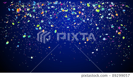 Falling Colorful Confetti On Blue Background 89299057